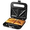 OVENTE Electric Sandwich Maker with Non-Stick Plates, Indicator Lights, Cool Touch Handle, Easy to Clean and Store, Perfect for Cooking Breakfast, Grilled Cheese, Tuna Melts and Snacks, Black GPS401B