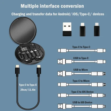 Yesimla USB C Adapter OTG Cable Kit, Multi Charging Cable Case Convertor USB C to iOS Device/Type C/Micro/USB