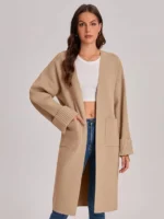 Bloggerlove Women's Open Front Knit Cardigan Casual Long Coatigan Sweater Lady Jacket Coat 2024 Fall Outerwear