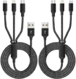 IDISON Multi Charging Cable(2Pack 4FT), 3 in 1 Charger Cable Nylon Braided