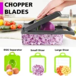 Vegetable Chopper, Pro Onion Chopper, Multifunctional 13 in 1 Food Chopper, Kitchen Vegetable Slicer Dicer Cutter,Veggie Chopper With 8 Blades,Carrot and Garlic Chopper With Container