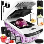 Roll over image to zoom in 7 VIDEOS Fullstar Vegetable Chopper - Food Chopper - Onion Chopper - Vegetable Slicer & Spiralizer - Veggie Chopper with Container - Kitchen Gadgets - Home Essentials - Kitchen Accessories (4 in 1, White)