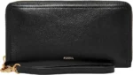 Fossil Women's Logan Leather RFID-Blocking Zip Around Clutch Wallet with Wristlet Strap for Women