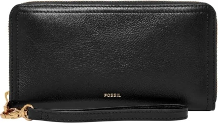 Fossil Women's Logan Leather RFID-Blocking Zip Around Clutch Wallet with Wristlet Strap for Women