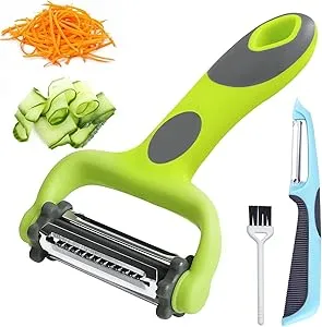 Potato Apple Vegetable Peelers for Kitchen, I and Y Peelers for Fruit Veggie Potatoes Carrot Cucumber, 3 in 1 Blade Spin Design With Julienne Function