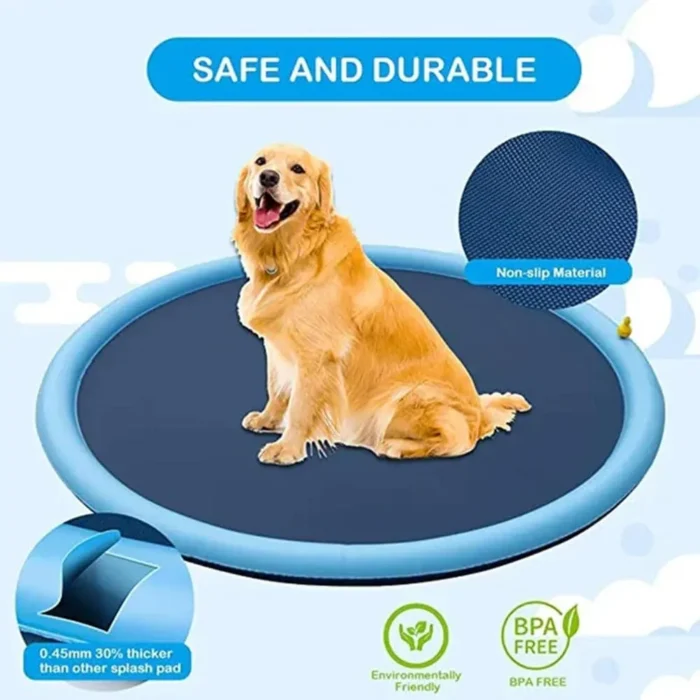 Dog Pool and Splash Pad with Sprinklers for Small, Medium and Large Dogs, Durable Non-Slip Material Perfect Dog Toy for Summer Adventures