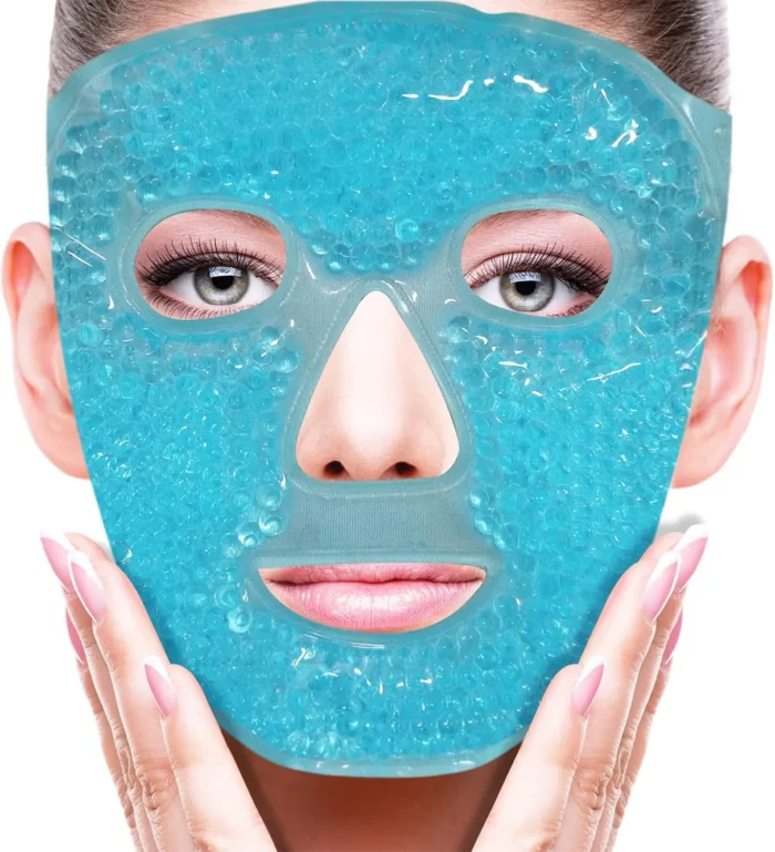 Cold Face Eye Mask Ice Pack Reduce Face Puff, Dark Circles, Gel Beads Hot Heat Cold Compress Pack, Face SPA for Woman Sleeping, Pressure, Headaches, Skin Care, Post Laser Care[Blue]