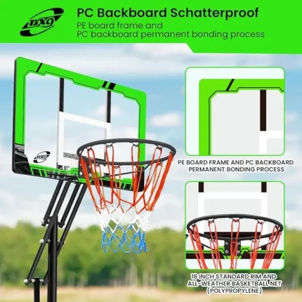 Portable Basketball Hoop Outdoor - 4.0-8.5ft Adjustable Basketball Hoop Goal System by Lifting Handle for Kids/Teenagers/Youth in Backyard/Driveway/Indoor