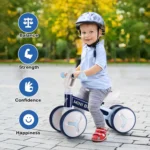 Baby Balance Bike for 1 Year Old Boys Girls, 12-36 Months Riding Toys Toddler Bike with Adjustable Seat, No Pedal Infant 4 Wheels Bicycle, Baby's First Bike First Birthday Gift Christmas