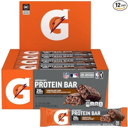 Gatorade Whey Protein Recover Bars, Chocolate Chip, 2.8 ounce(Pack of 12)