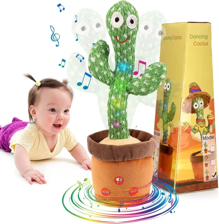 Emoin Dancing Cactus Baby Toys, Talking Cactus Toys Repeats What You Say Baby Boy Toys, Dancing Cactus Mimicking Toy with LED English Sing Talking 15 Second Voice Recorder