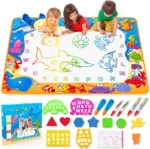 Water Doodle Mat - Kids Painting Writing Color Doodle Drawing Mat Toy Bring Magic Pens Educational Toys for Age 2 3 4 5 6 7 Year Old Girls Boys Age Toddler Gift